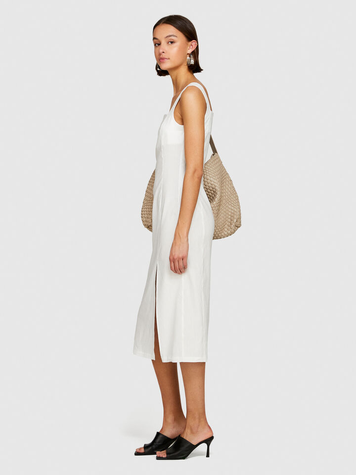 Fitted dress with slit - women's midi dresses - White | Sisley image number 2